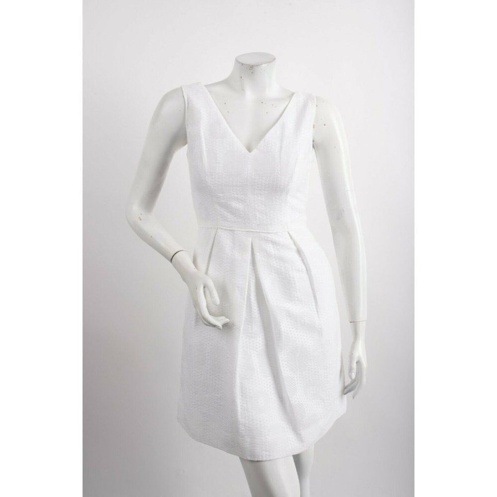 J. Crew White Textured V-Neck Sleeveless Dress